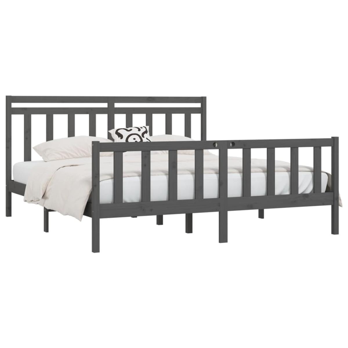 Estructura de cama de madera maciza de pino gris 200x200 cm