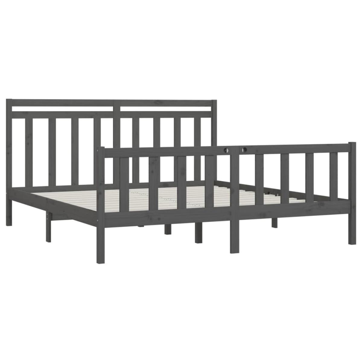 Estructura de cama de madera maciza de pino gris 200x200 cm