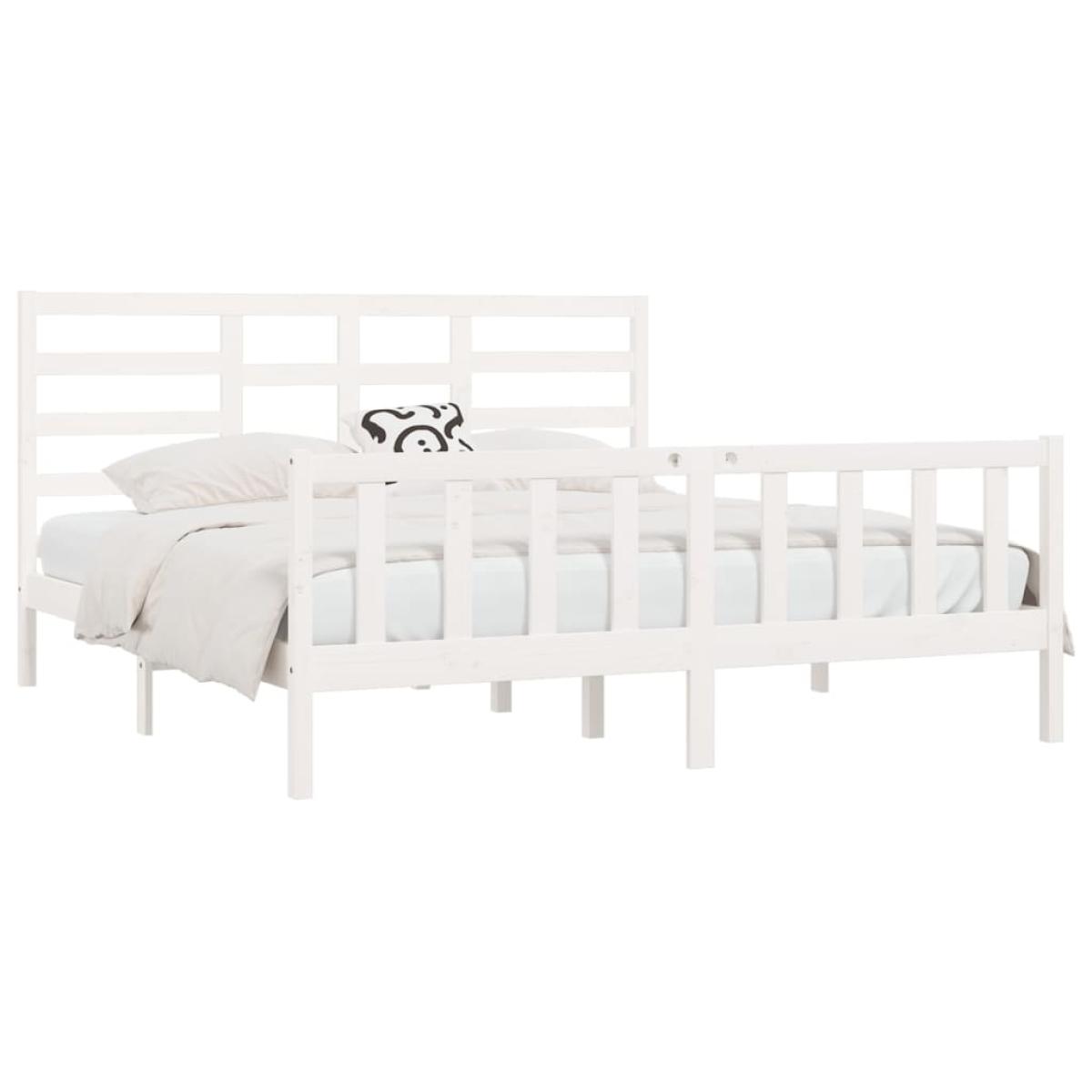 Estructura de cama madera maciza blanca Super King 180x200 cm