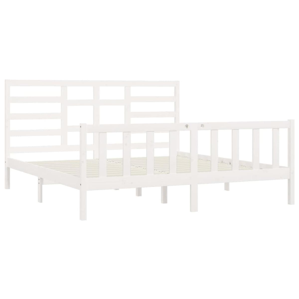 Estructura de cama madera maciza blanca Super King 180x200 cm