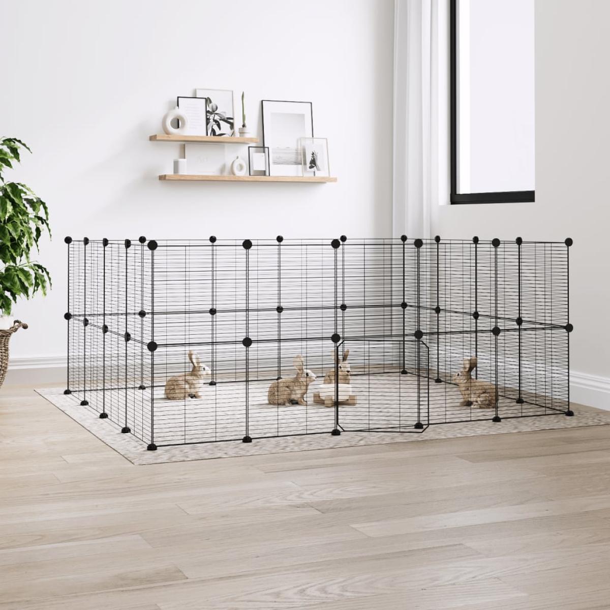 Jaula para mascotas de 36 paneles puerta acero negro 35x35 cm