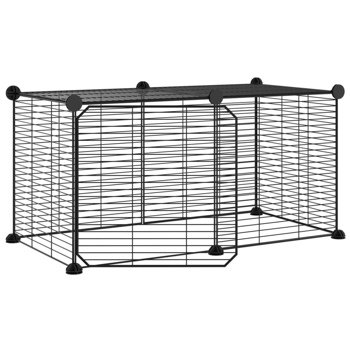 Jaula para mascotas de 8 paneles con puerta acero negro 35x35cm