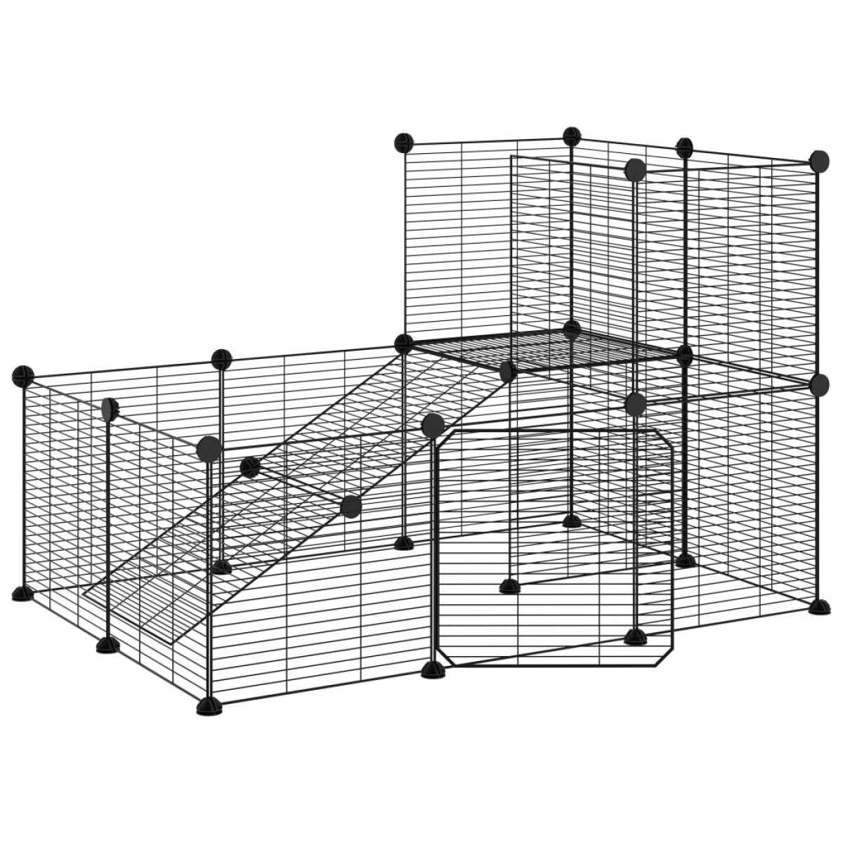 Jaula para mascotas de 20 paneles puerta acero negro 35x35 cm