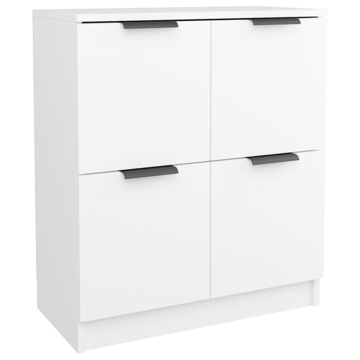 Aparadores 2 unidades madera contrachapada blanco 60x30x70 cm