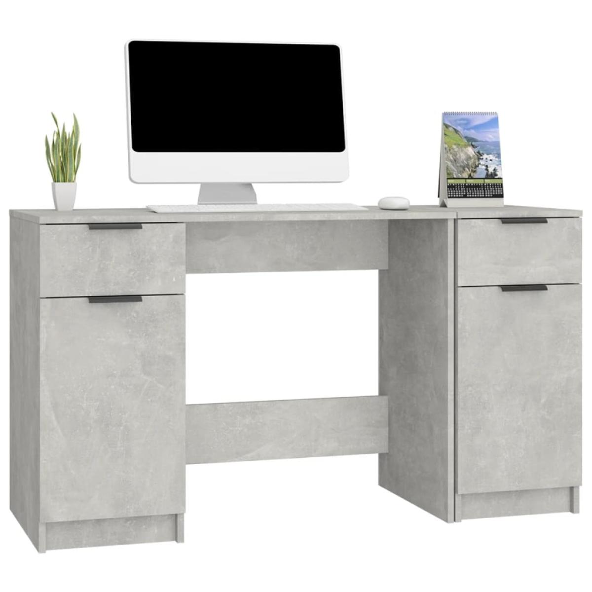 Escritorio con armario lateral contrachapada gris hormigón