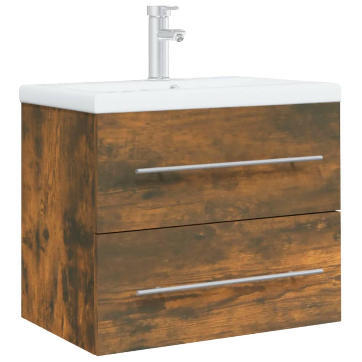 Mueble de baño con lavabo madera contrachapada roble ahumado