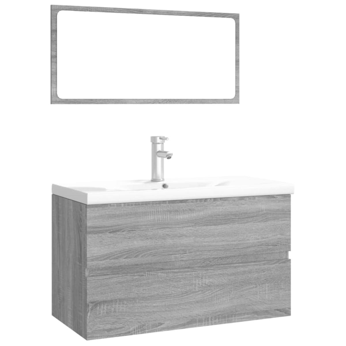 Set de muebles de baño madera contrachapada gris Sonoma
