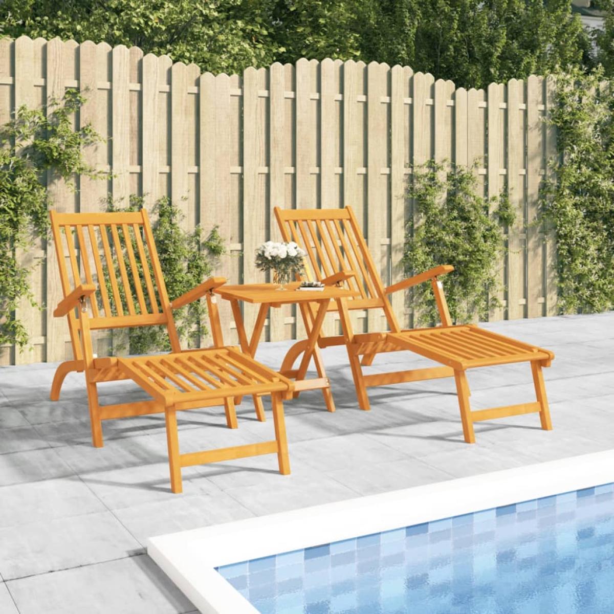 Sillas de jardín con reposapiés2 uds madera maciza de acacia