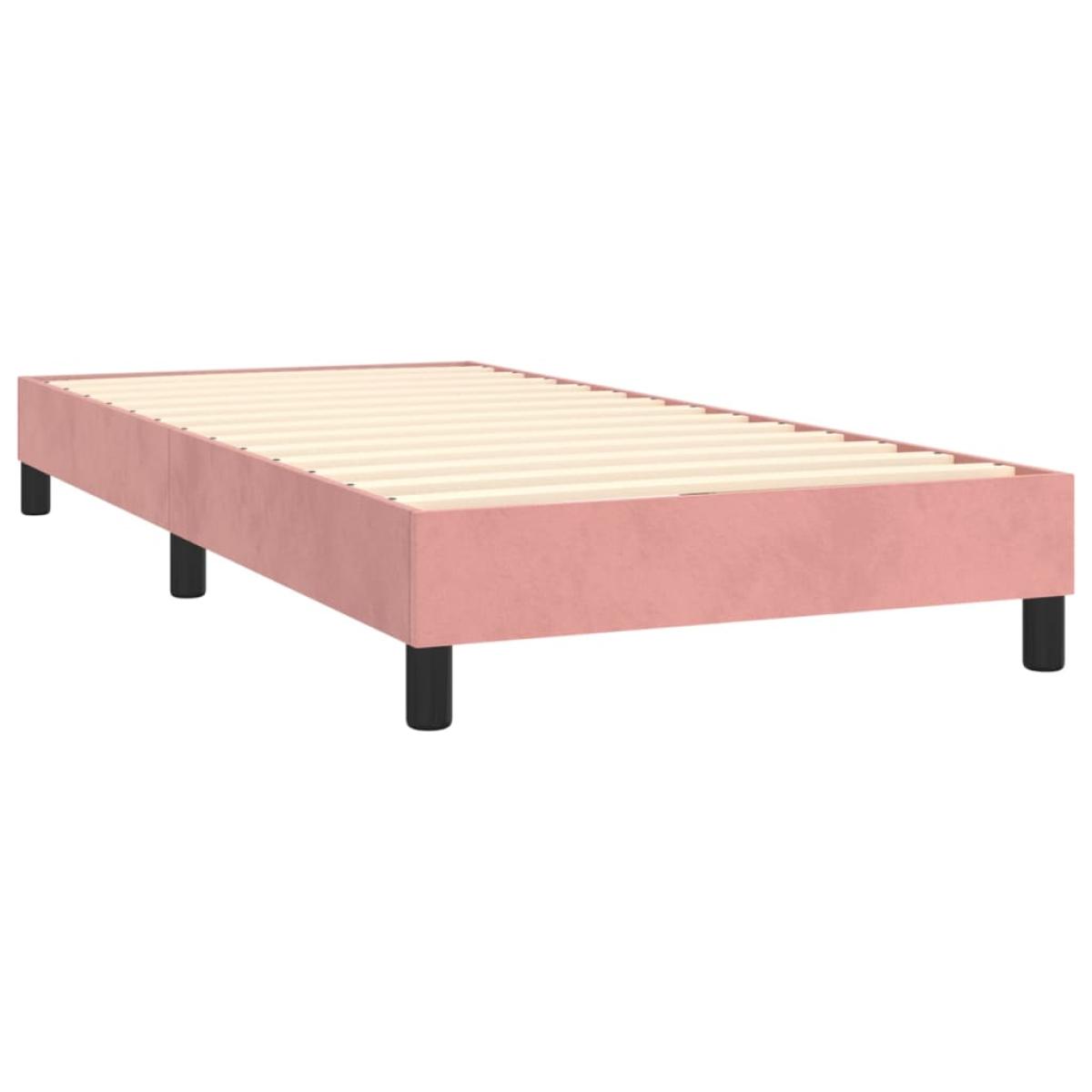 Estructura de cama box spring terciopelo rosa 100x200 cm