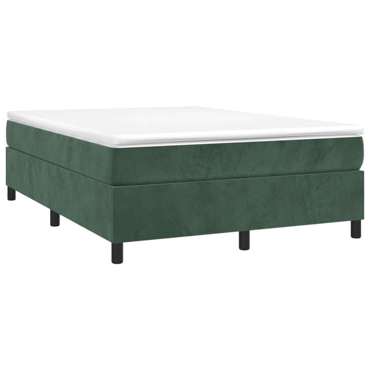 Estructura de cama box spring terciopelo verde oscuro 140x190cm