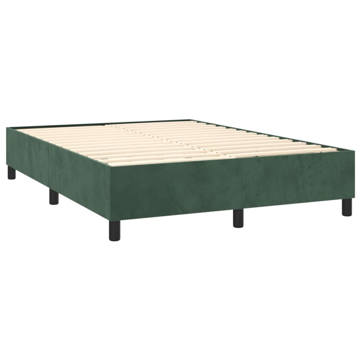 Estructura de cama box spring terciopelo verde oscuro 140x190cm