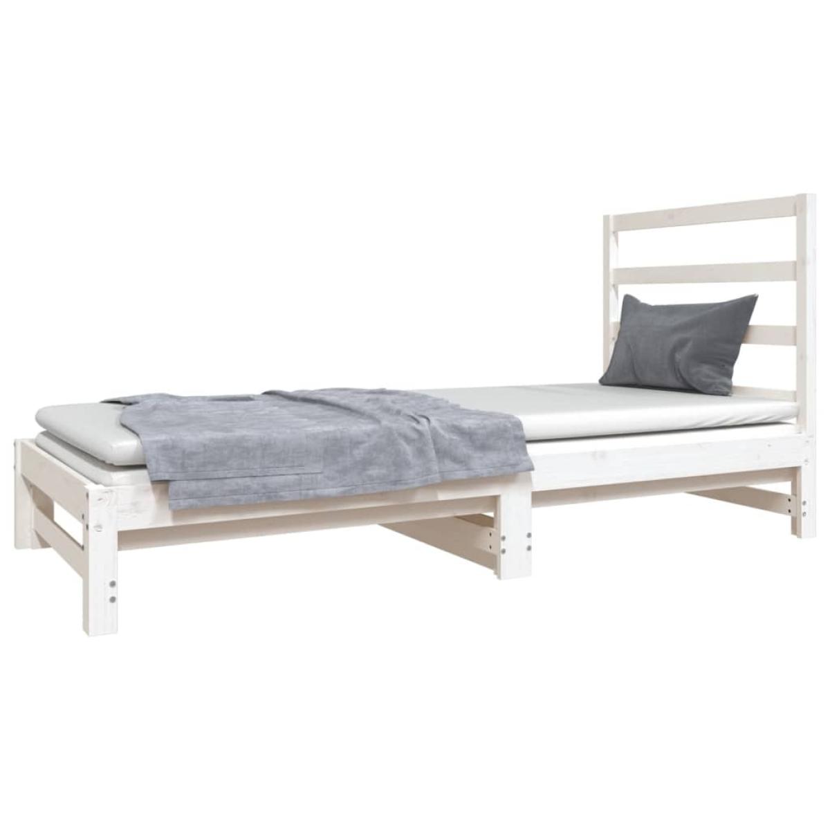 Sofá cama extraíble madera maciza de pino blanco 2x(90x190) cm