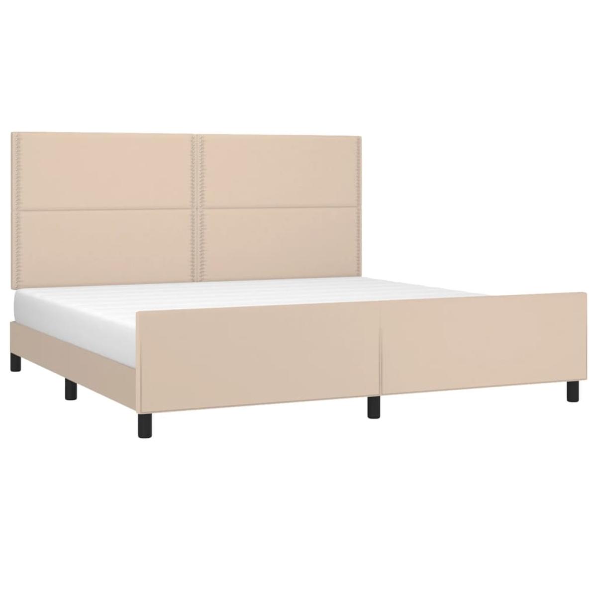 Estructura de cama cabecero cuero sintético capuchino 200x200cm