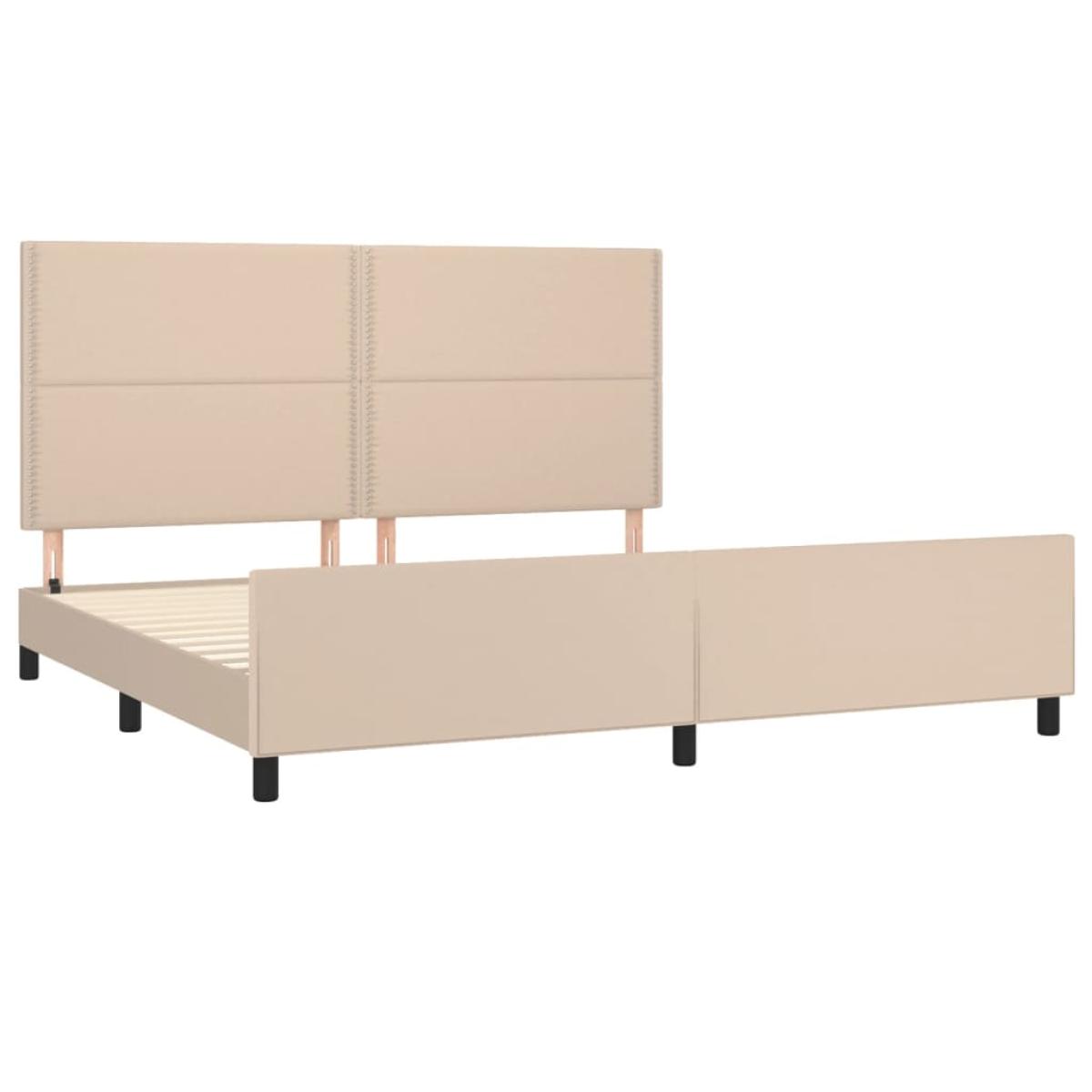 Estructura de cama cabecero cuero sintético capuchino 200x200cm