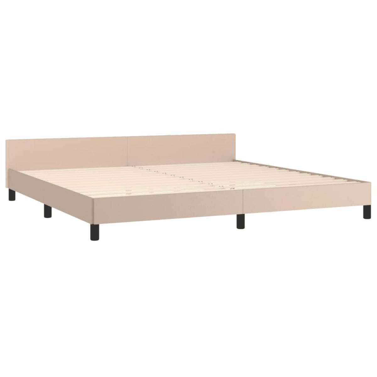 Estructura de cama cabecero cuero sintético capuchino 200x200cm
