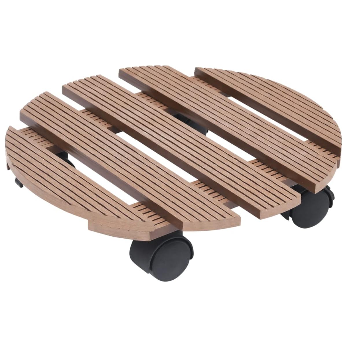 Soportes con ruedas para plantas 4 uds marrón WPC Ø30x7,5 cm