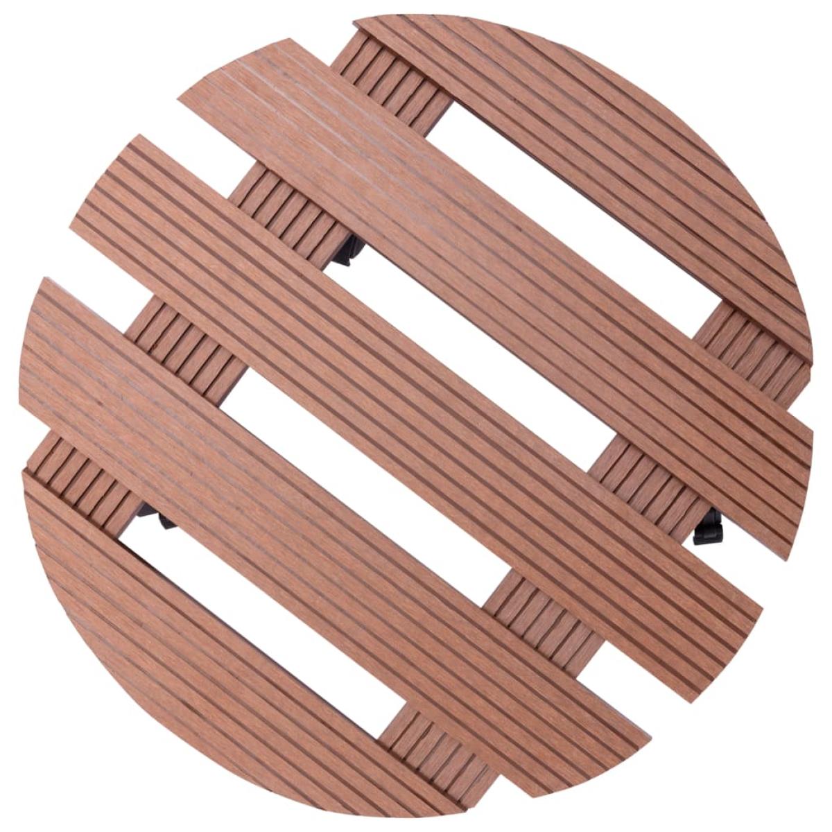 Soportes con ruedas para plantas 4 uds marrón WPC Ø30x7,5 cm