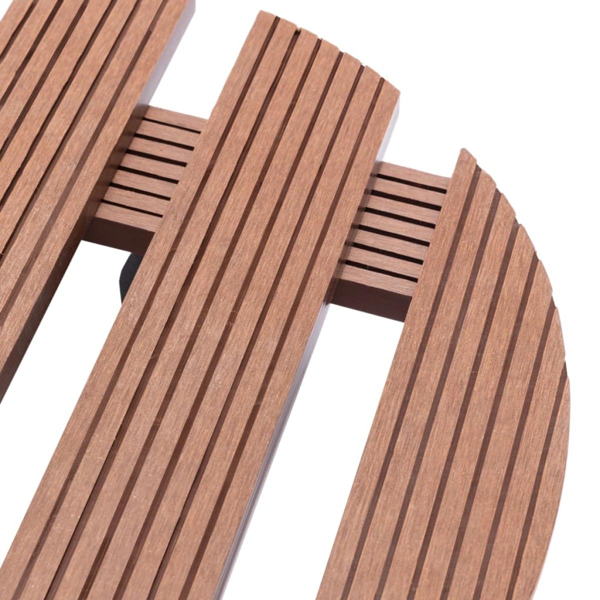Soportes con ruedas para plantas 4 uds marrón WPC Ø30x7,5 cm
