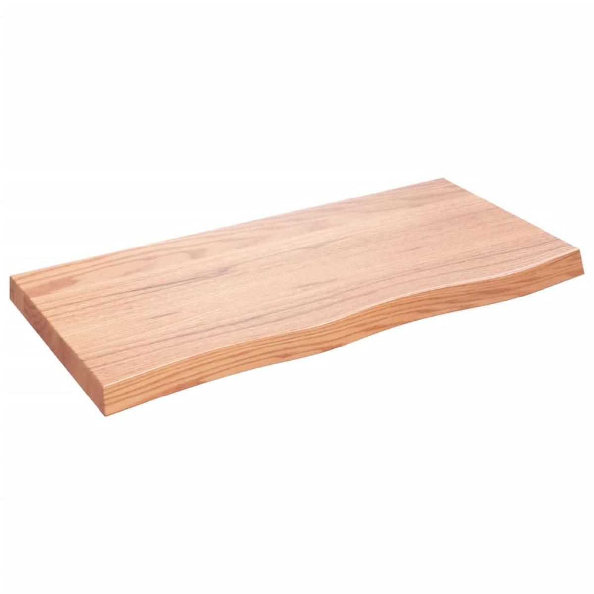 Encimera de baño madera maciza tratada marrón claro 100x50x6 cm