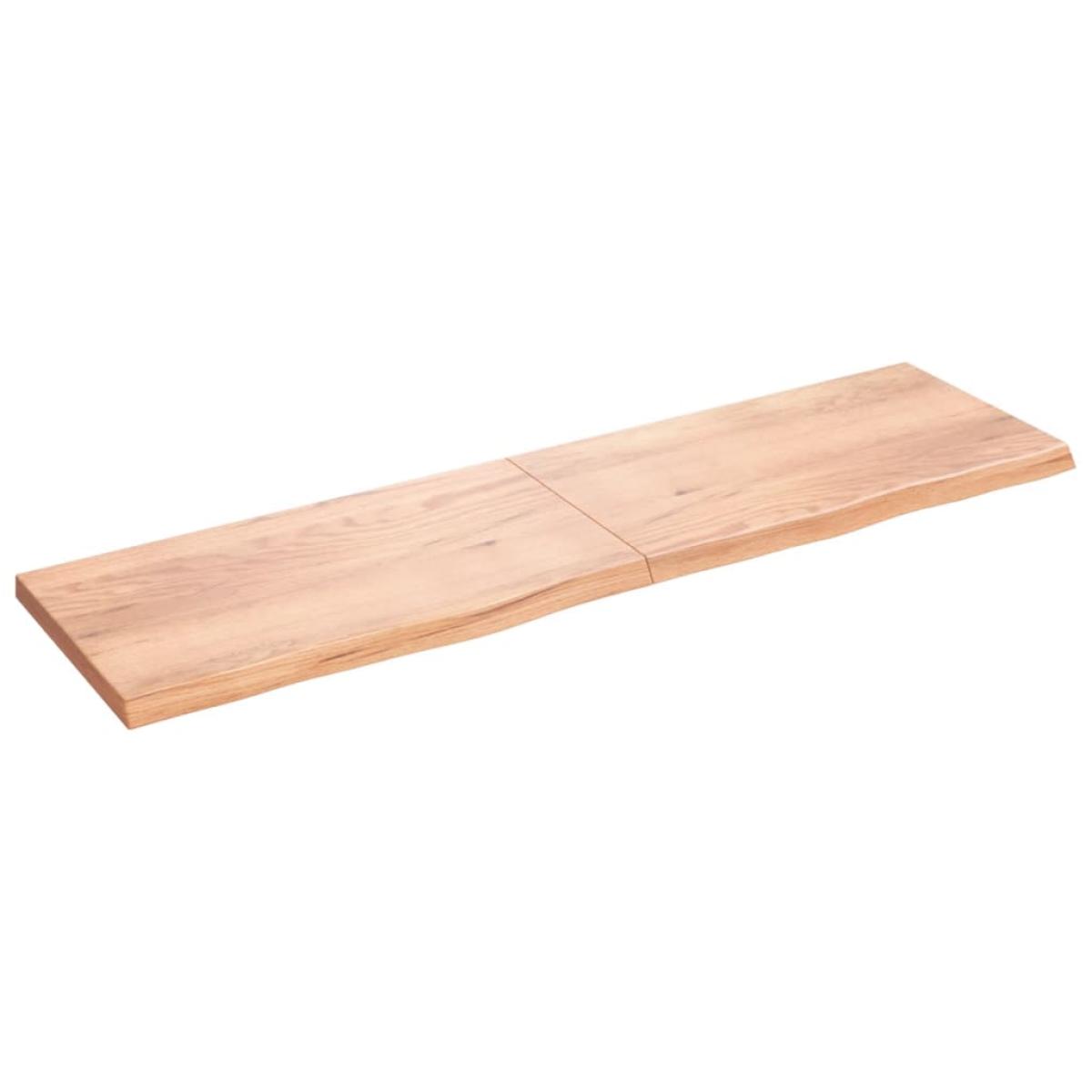 Encimera de baño madera maciza tratada marrón claro 220x60x6 cm