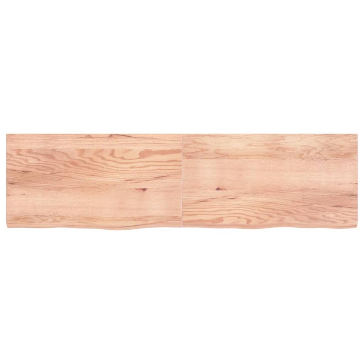 Encimera de baño madera maciza tratada marrón claro 220x60x6 cm