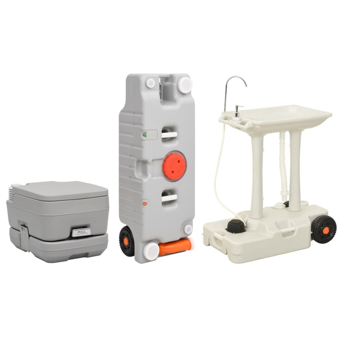 Juego inodoro con lavabo y depósito agua portátil para camping
