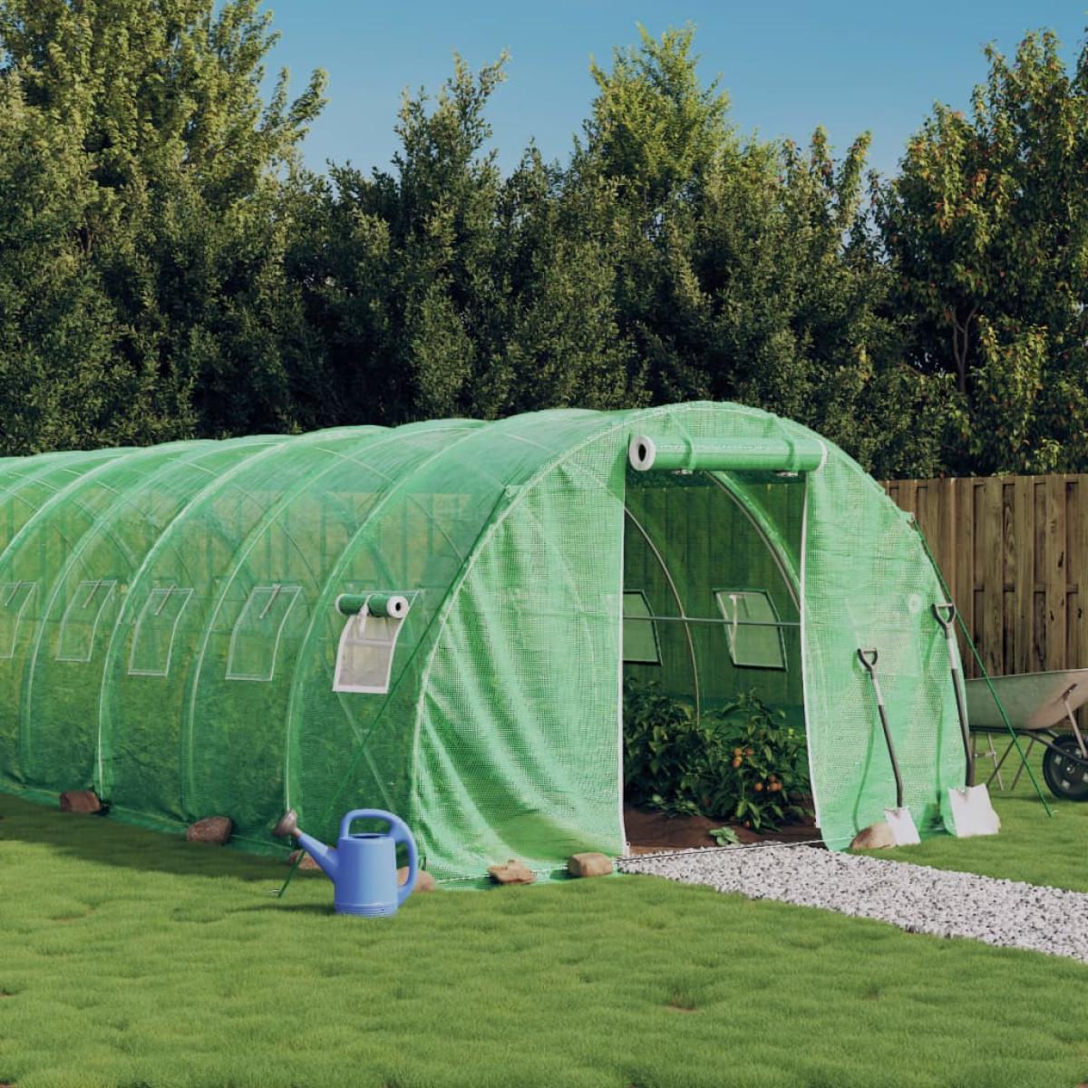 Invernadero con estructura de acero verde 18 m² 6x3x2 m