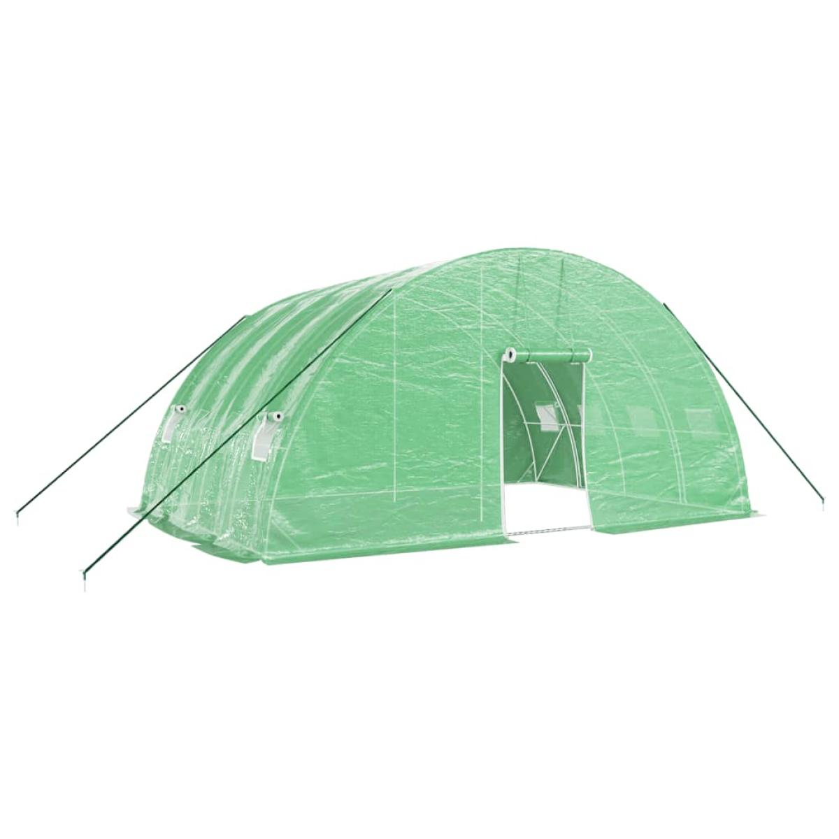 Invernadero con estructura de acero verde 24 m² 6x4x2,85 m