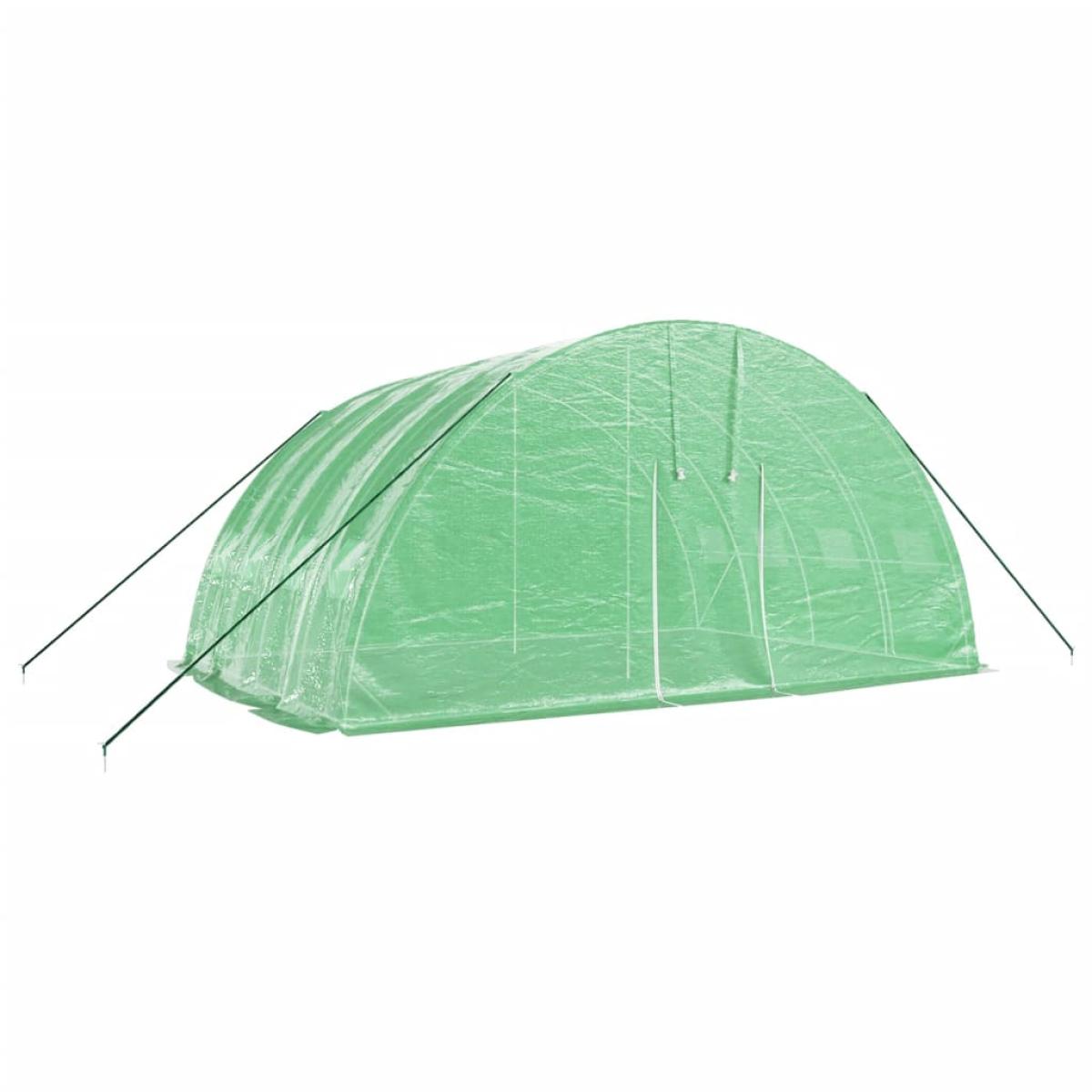 Invernadero con estructura de acero verde 24 m² 6x4x2,85 m