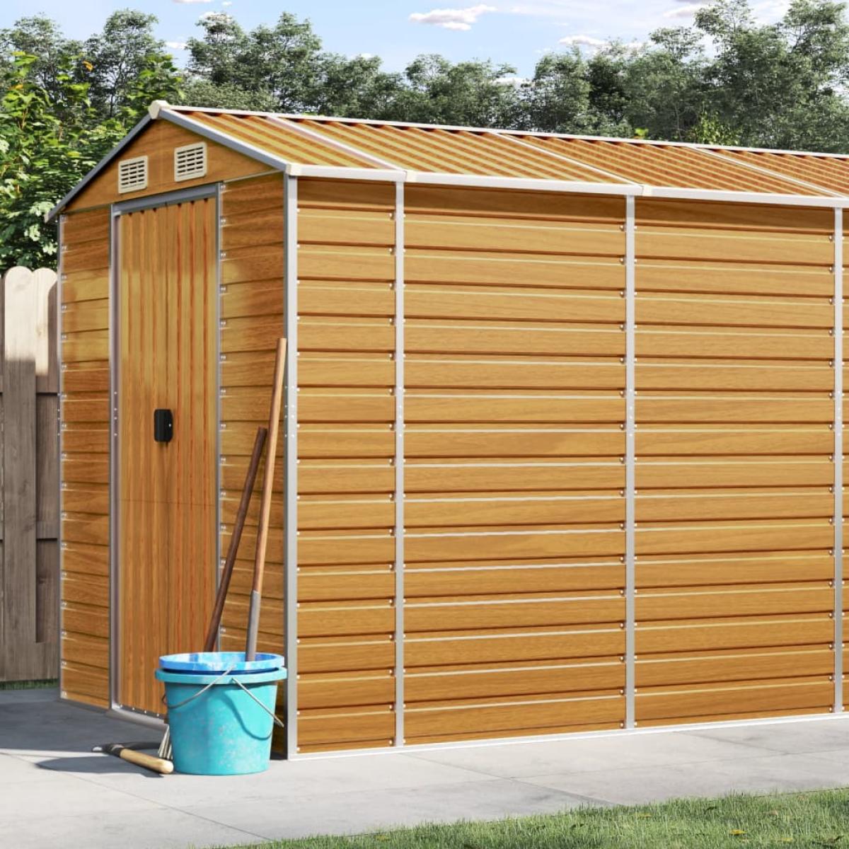 Caseta de jardín acero galvanizado marrón claro 191x810x198 cm
