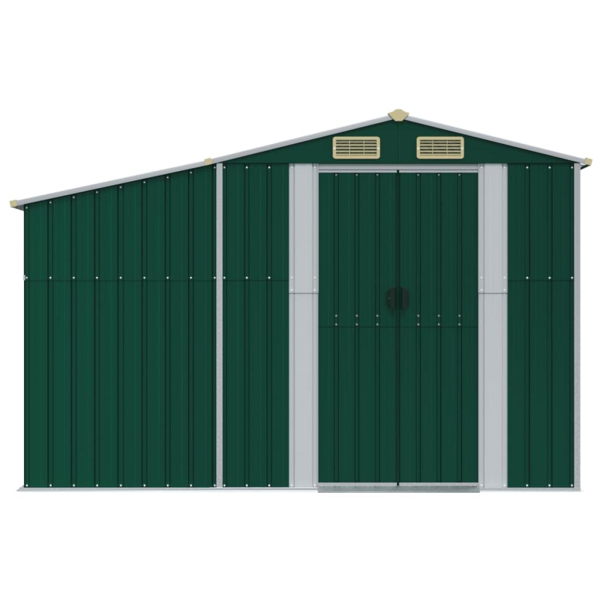 Cobertizo de jardín acero galvanizado verde 277x365,5x179 cm