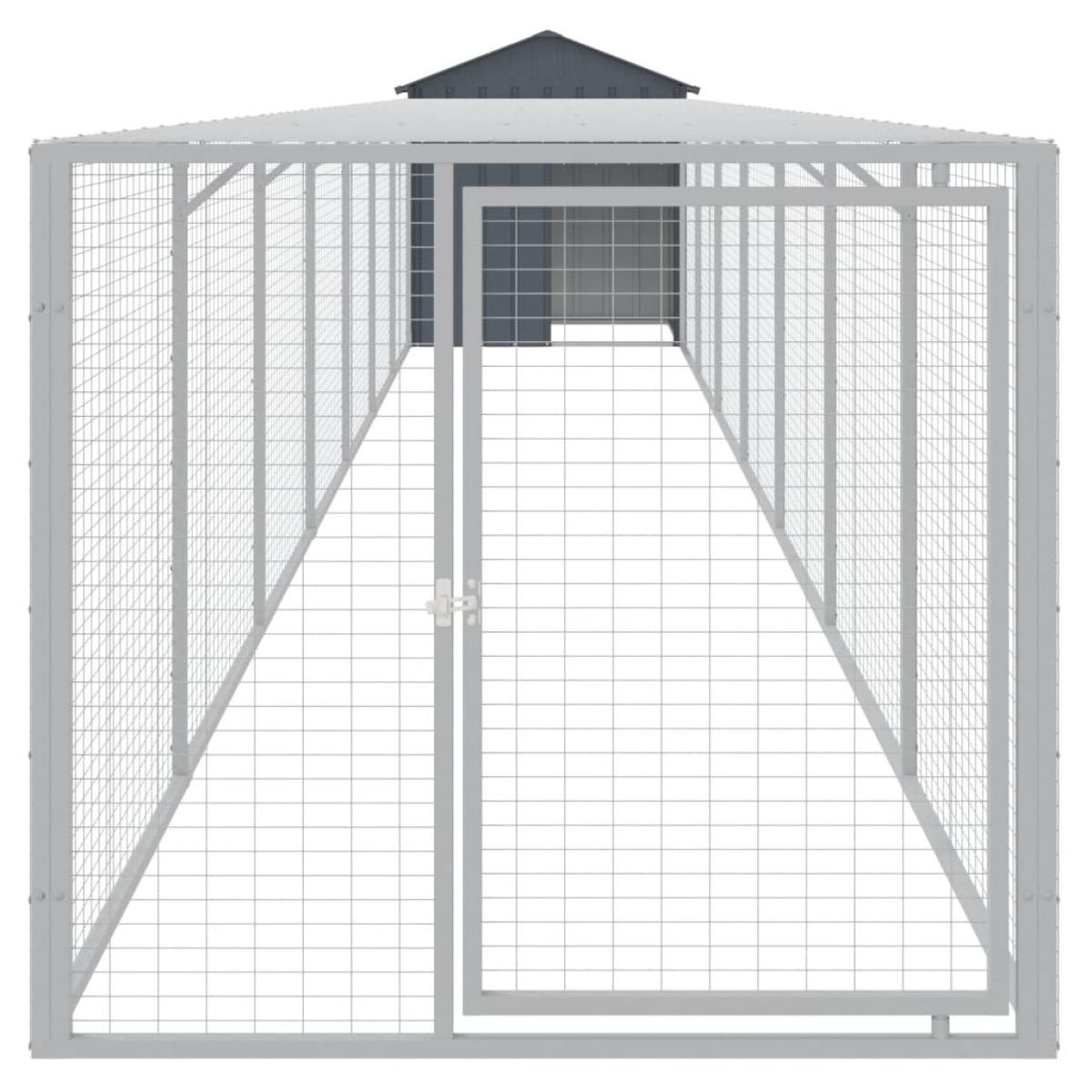 Jaula gallinas con corral acero galvanizado gris 117x813x123 cm