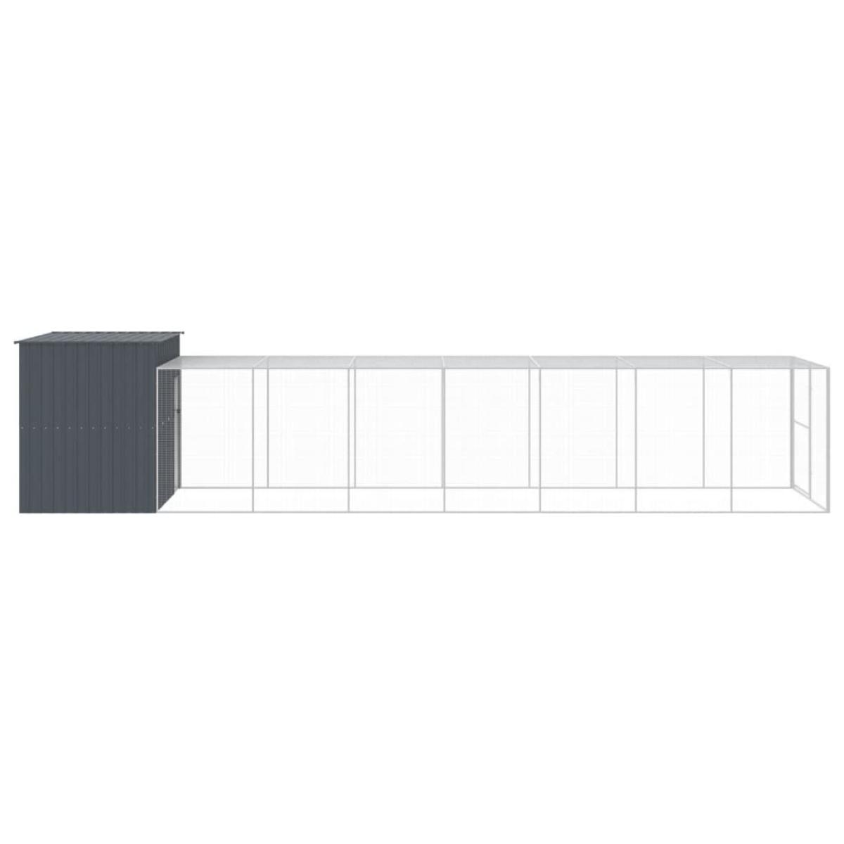 Caseta perros con corral acero galvanizado gris 214x865x181 cm