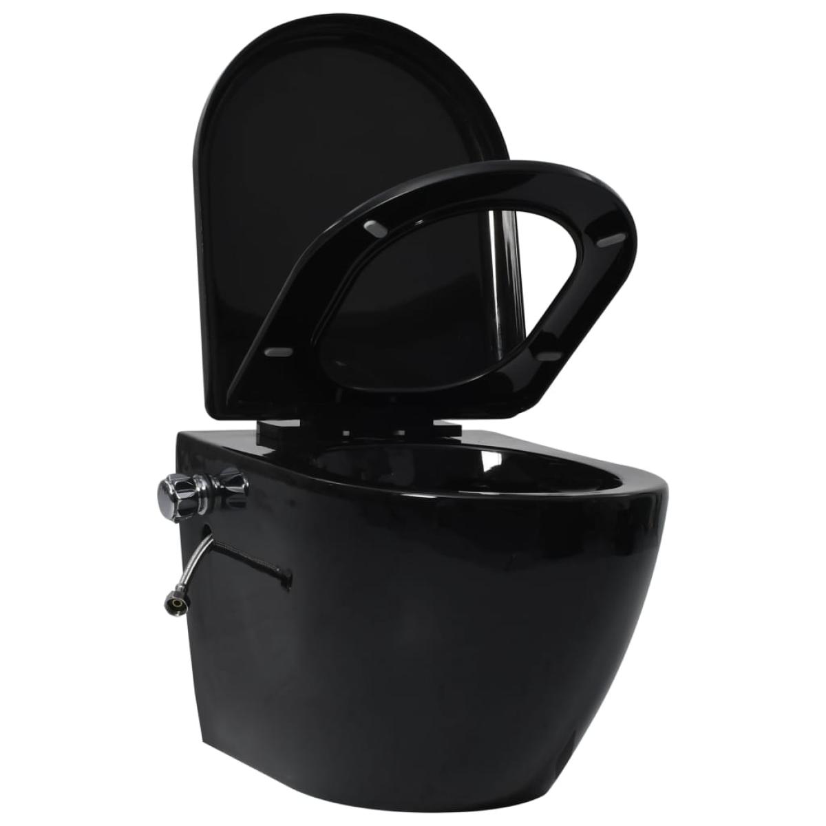 Inodoro suspendido sin borde con cisterna oculta cerámica negro