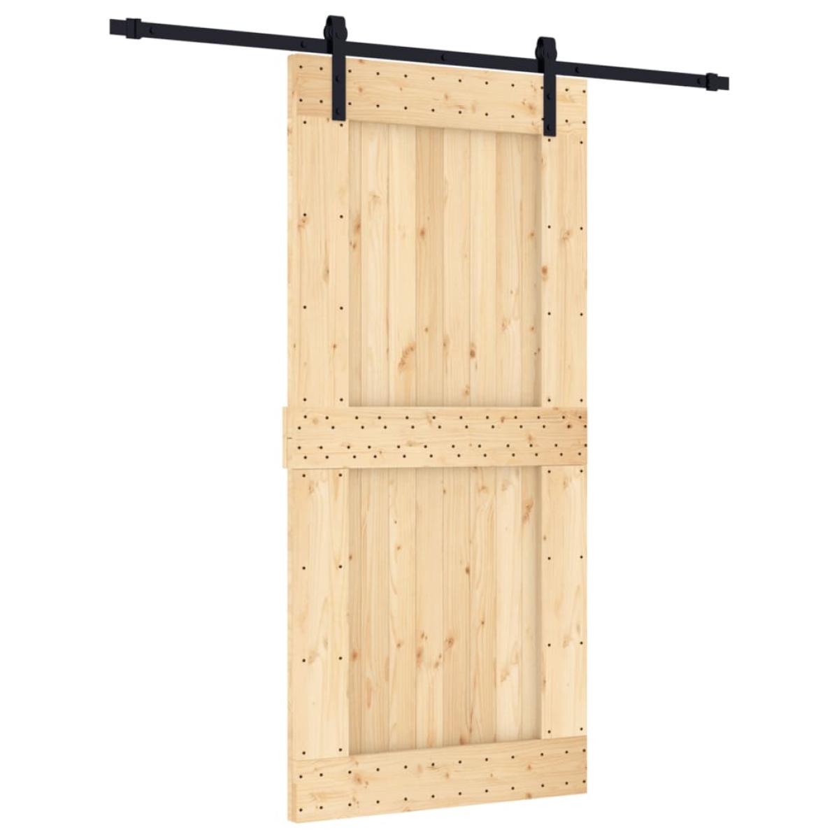 Puerta corredera con herrajes madera maciza de pino 95x210 cm