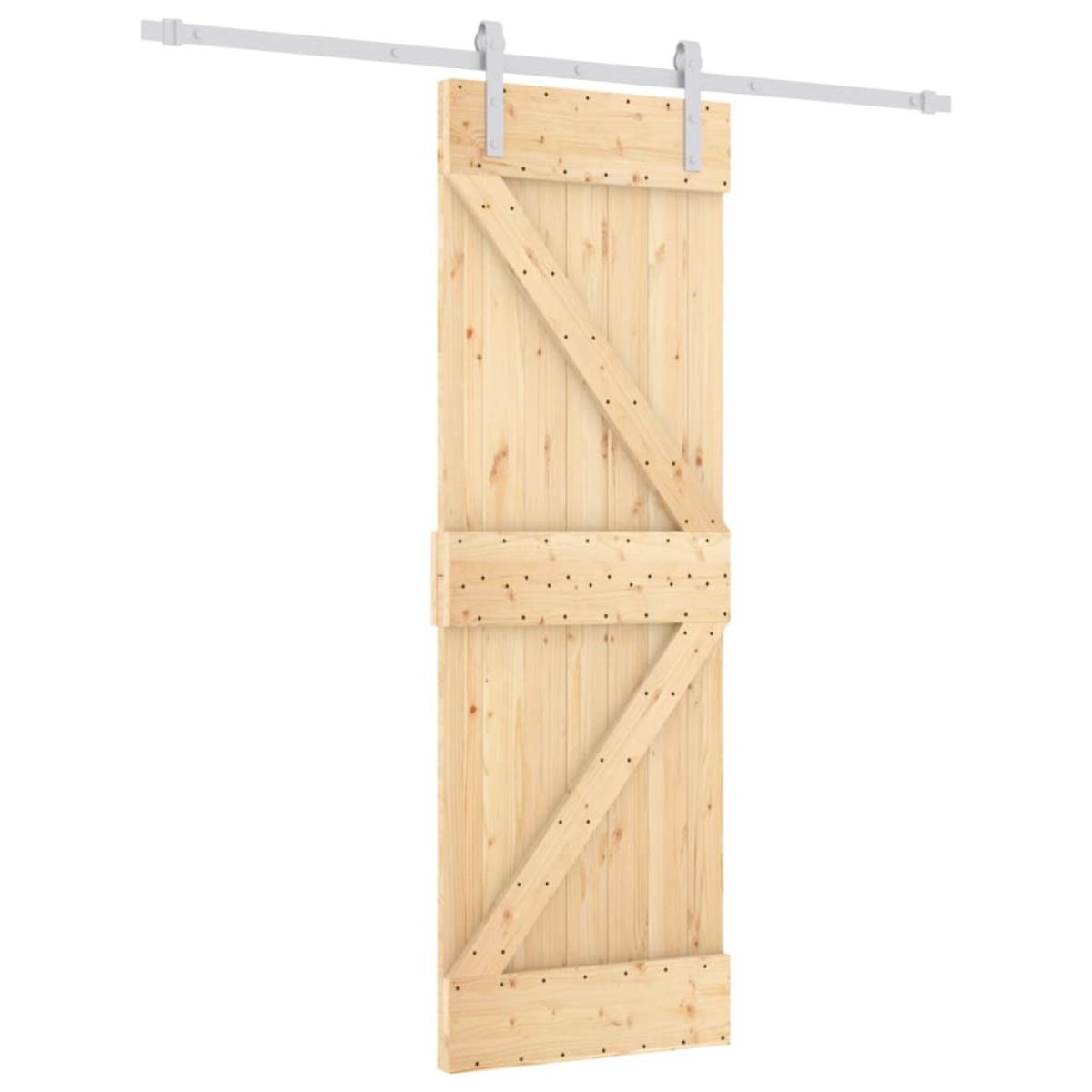 Puerta corredera con herrajes madera maciza de pino 70x210 cm