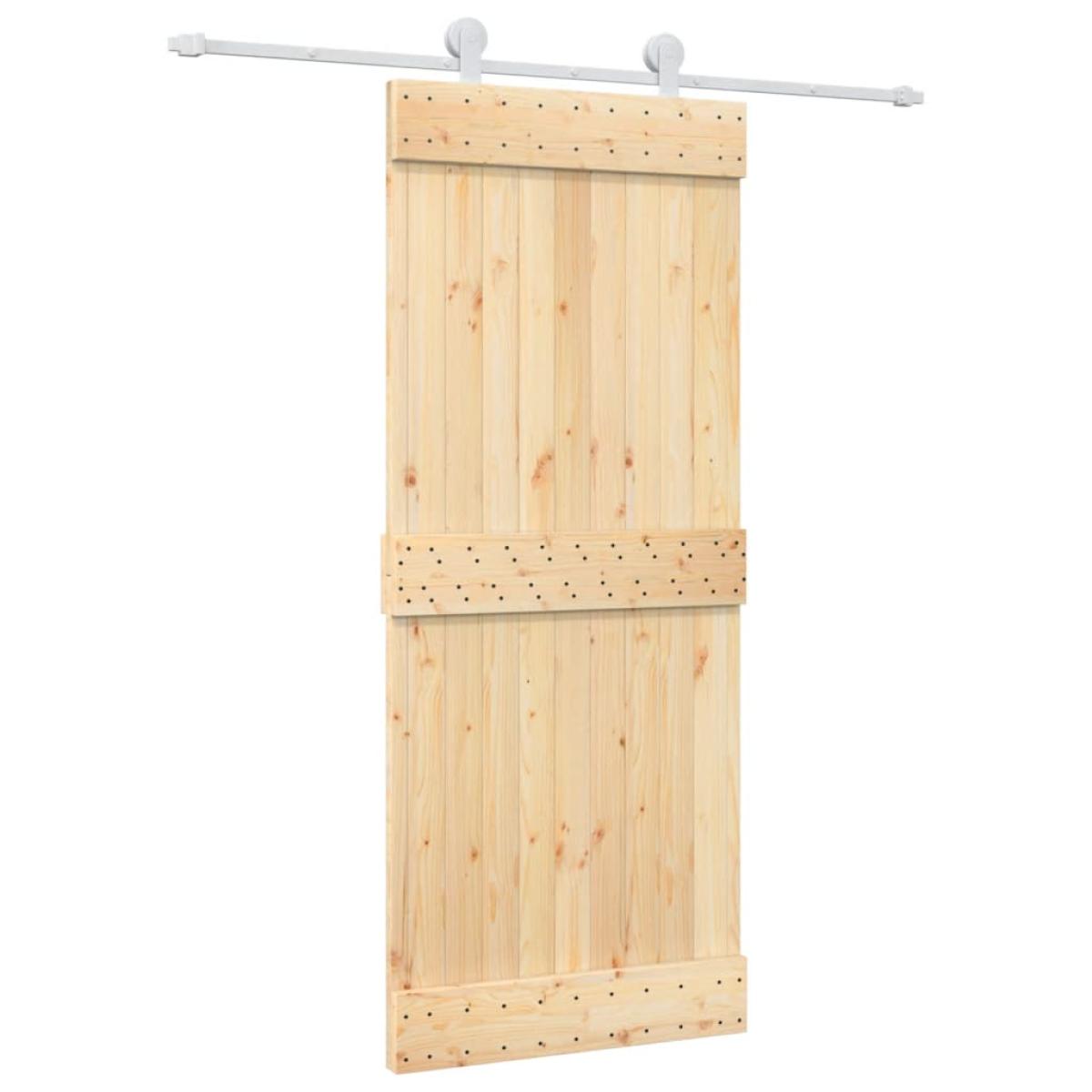 Puerta corredera con herrajes madera maciza de pino 85x210 cm