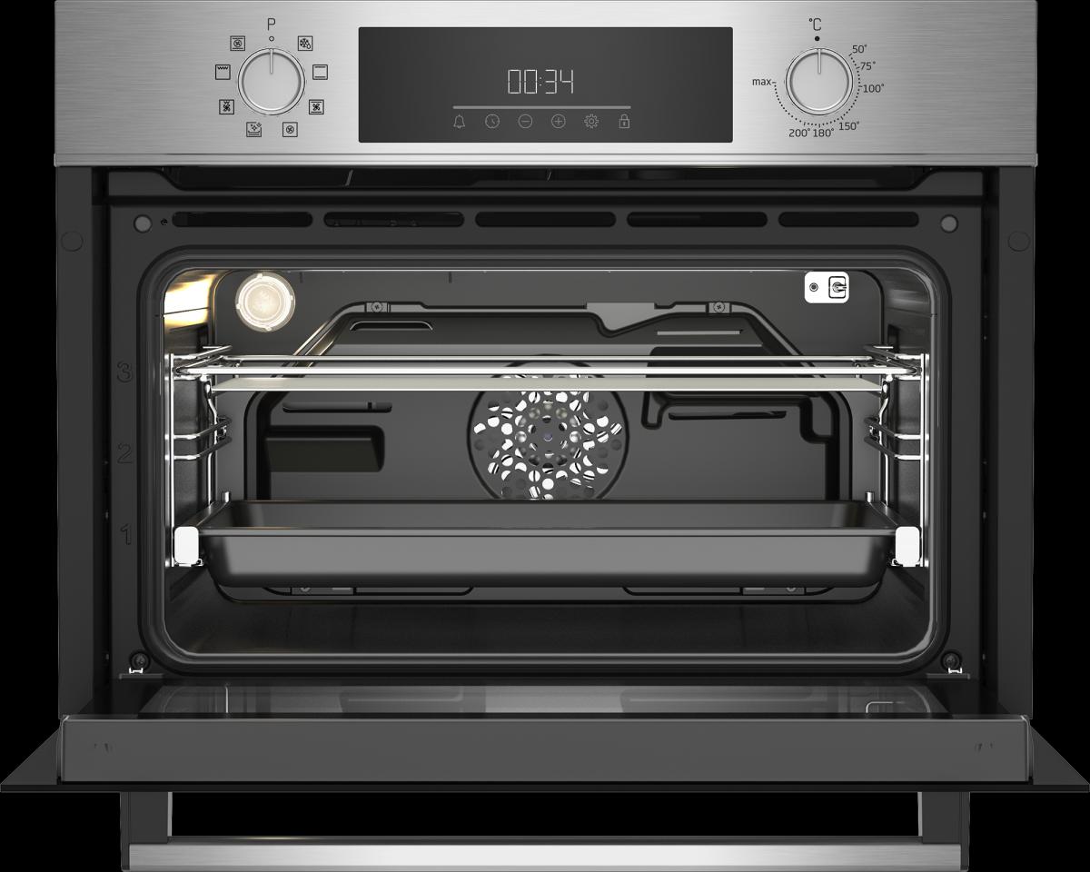HORNO COMPACTO BEKO BBCM12300X MULTIF.8 3D GUIA TELESC. HIDROLISIS INOX