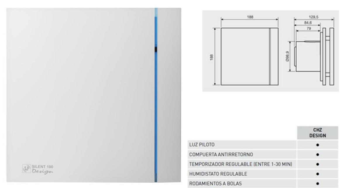 EXTRACTOR S&P SILENT 100CHZ DESIGN CON HUMIDISTATO