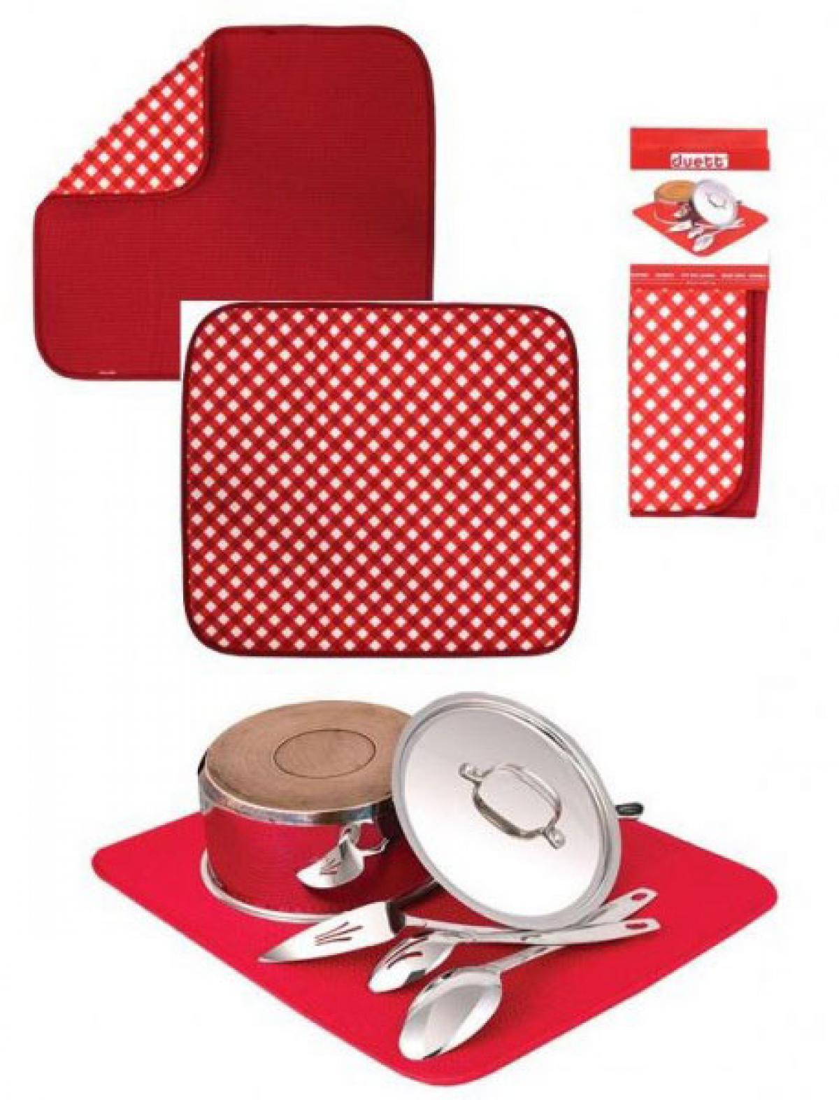 TAPETE ESCURRIDOR DUETT 508200 41X46 CUADROS ROJO