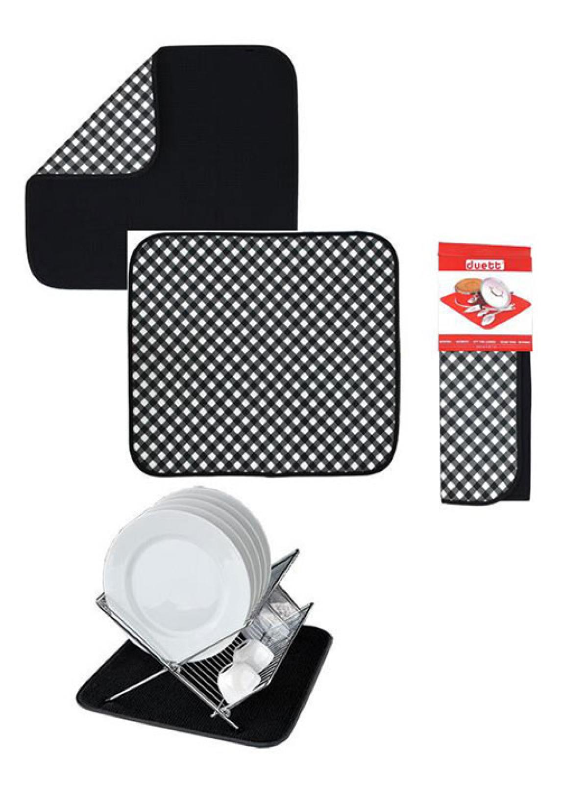 TAPETE ESCURRIDOR DUETT 508300 41X46 CUADROS NEGRO