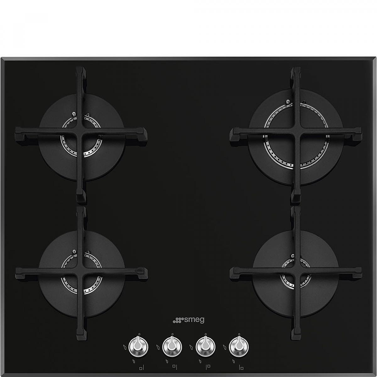 ENCIMERA GAS SMEG PV164N 4 FUEGOS CRISTAL NEGRO