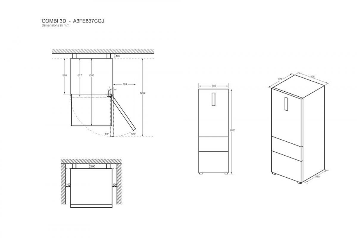 COMBI - FRENCH DOOR HAIER A3FE837CGJ 200,5X59,5 NF D INOX DISP.371L
