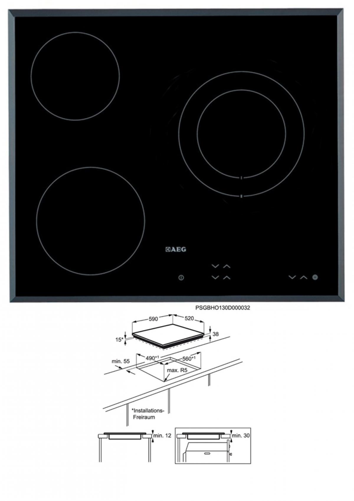 VITROCERAMICA AEG HK623021FB 3F.ZONA 27CM BIS 5700W