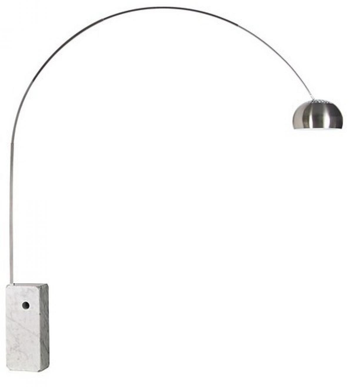 Lámpara NEW ARC BIG, pie salón, base de mármol blanco