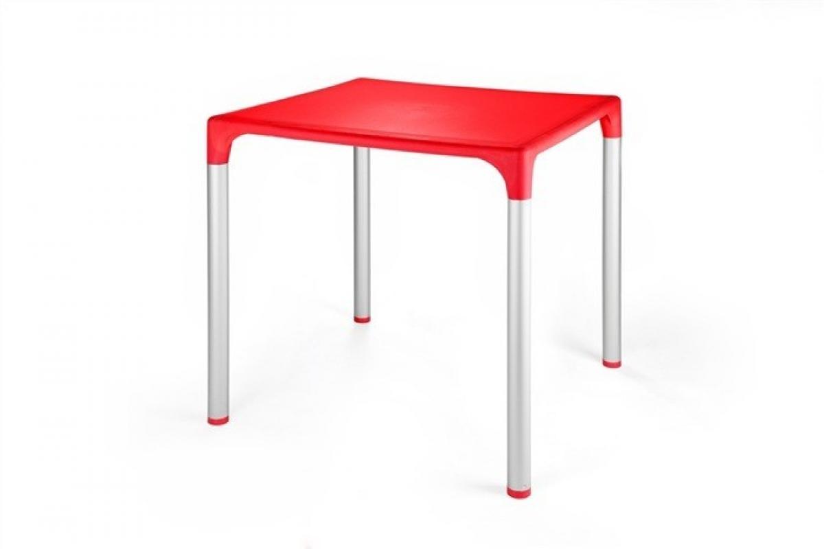 Mesa ELIANA, aluminio, polipropileno rojo 74x74 cms