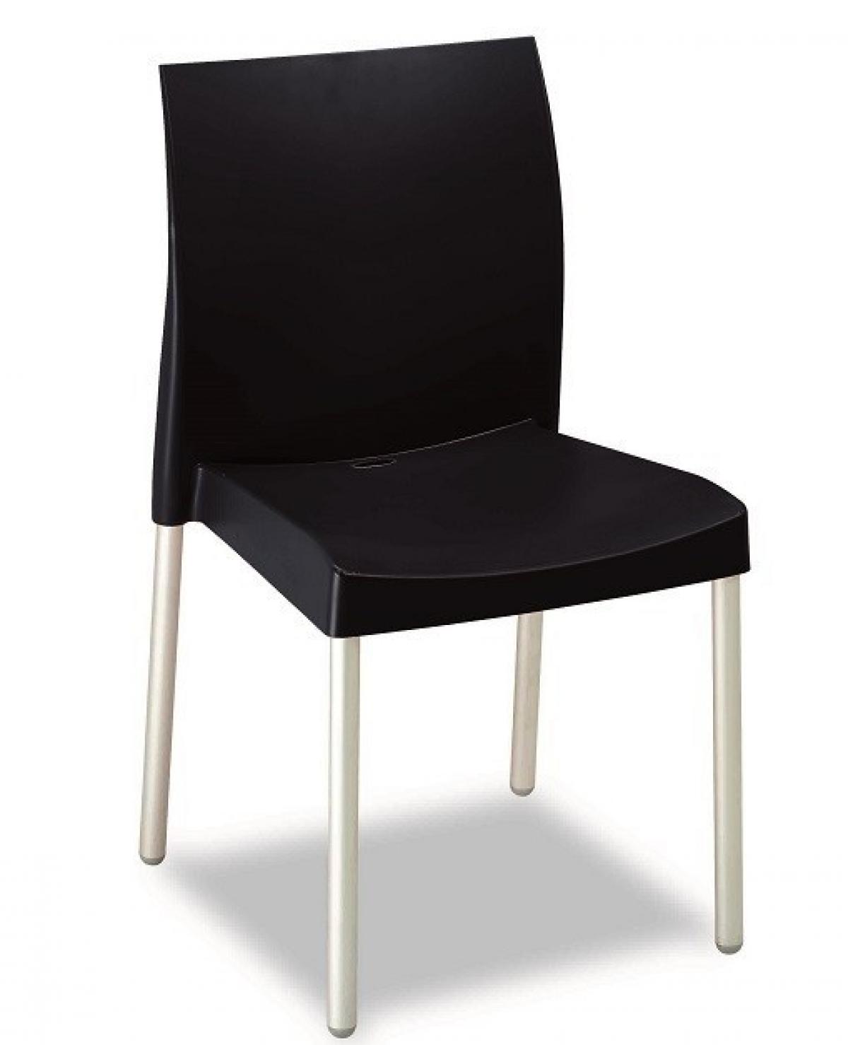 Silla SANDRA, aluminio, polipropileno negro