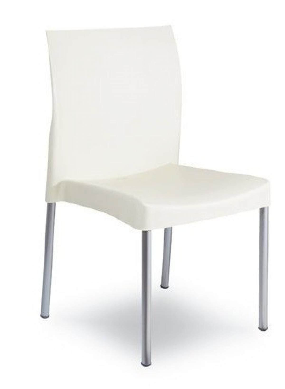Silla SANDRA, aluminio, polipropileno blanca