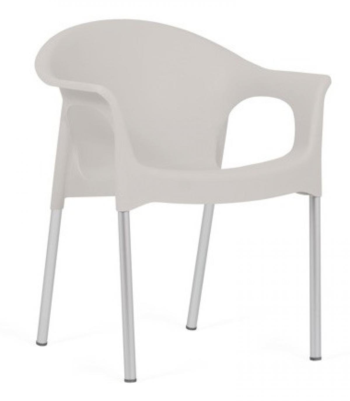 Sillón NILO, aluminio, apilable, polipropileno gris claro