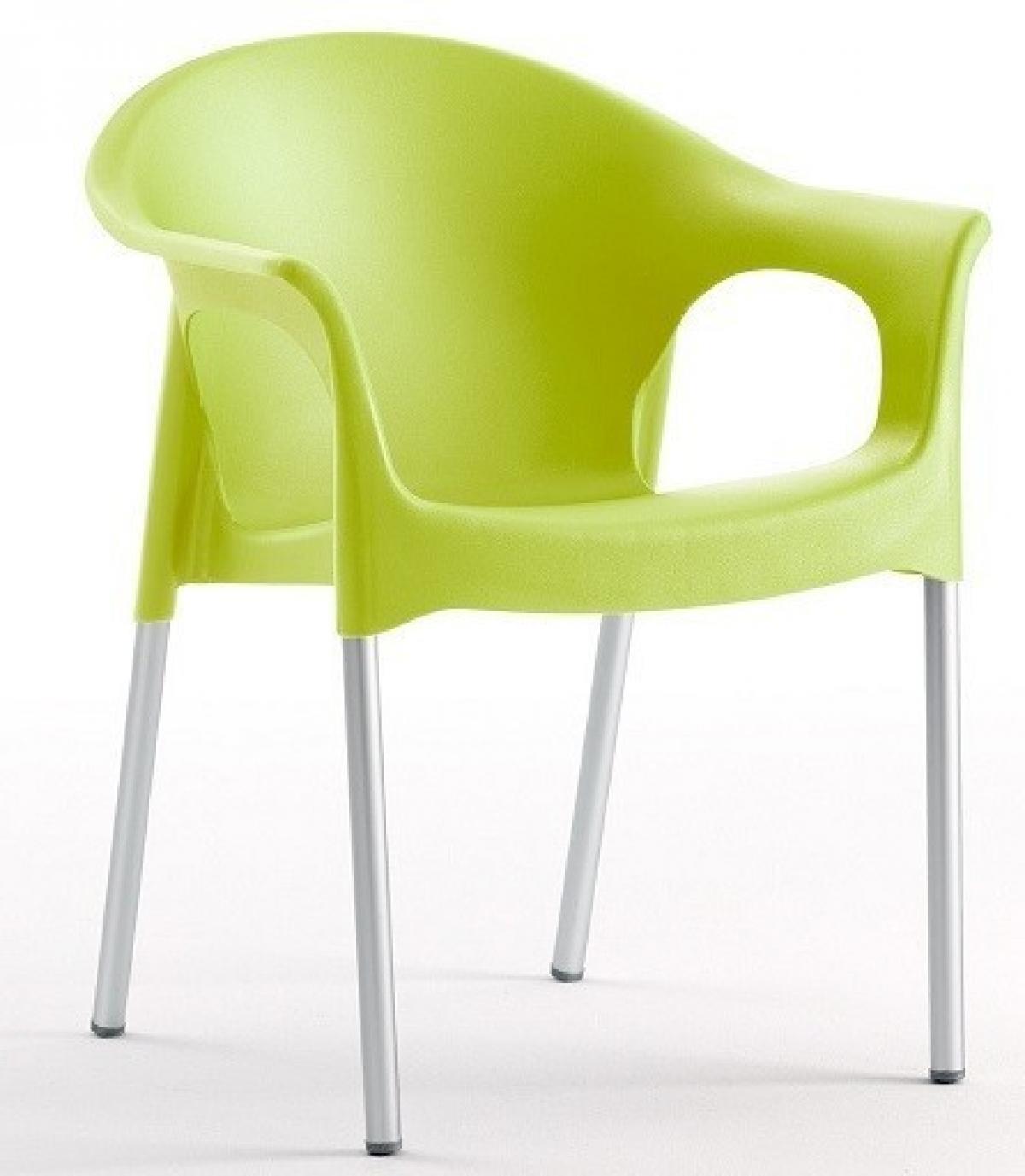 Sillón NILO, aluminio, apilable, polipropileno verde lima